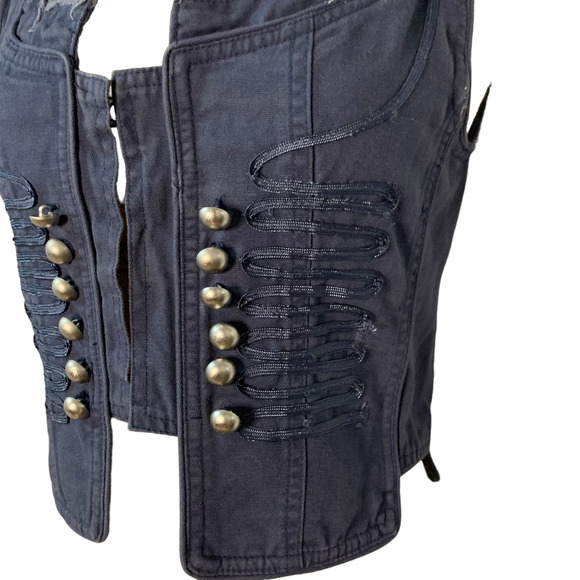 Vintage Y2K Blue Victorian Style Biker Vest - Picture 4 of 9